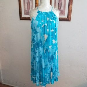 Calvin Klein Calypso Blue Pleated Trapeze Dress Size 6